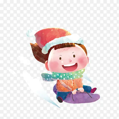 卡通玩雪小人