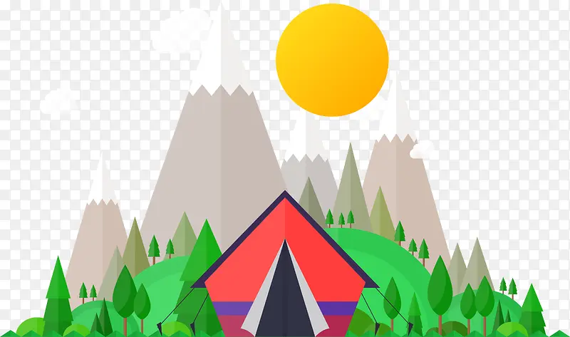 野外野营帐篷插画矢量图