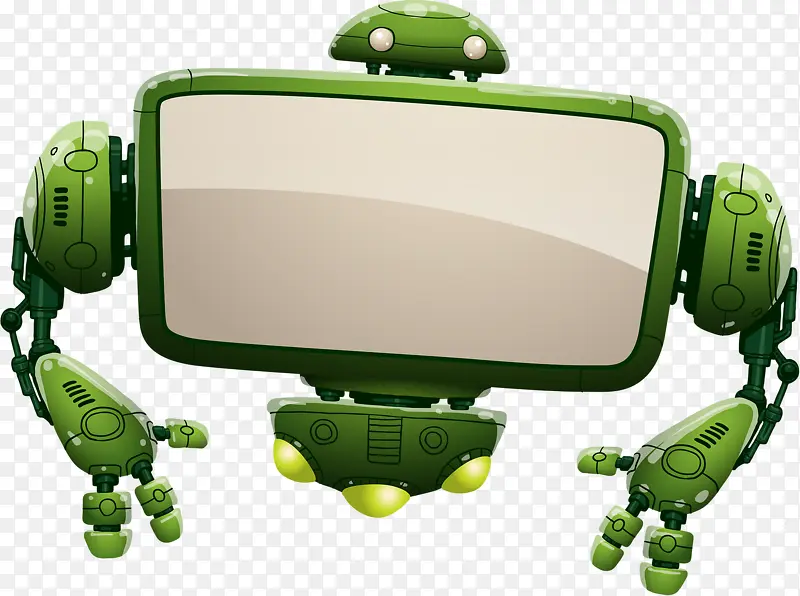 未来科技绿色大屏机器人