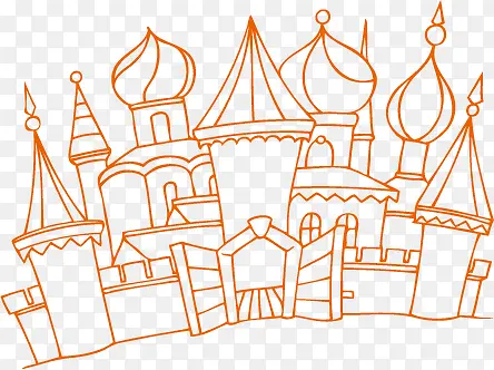 创意线条城堡橙色