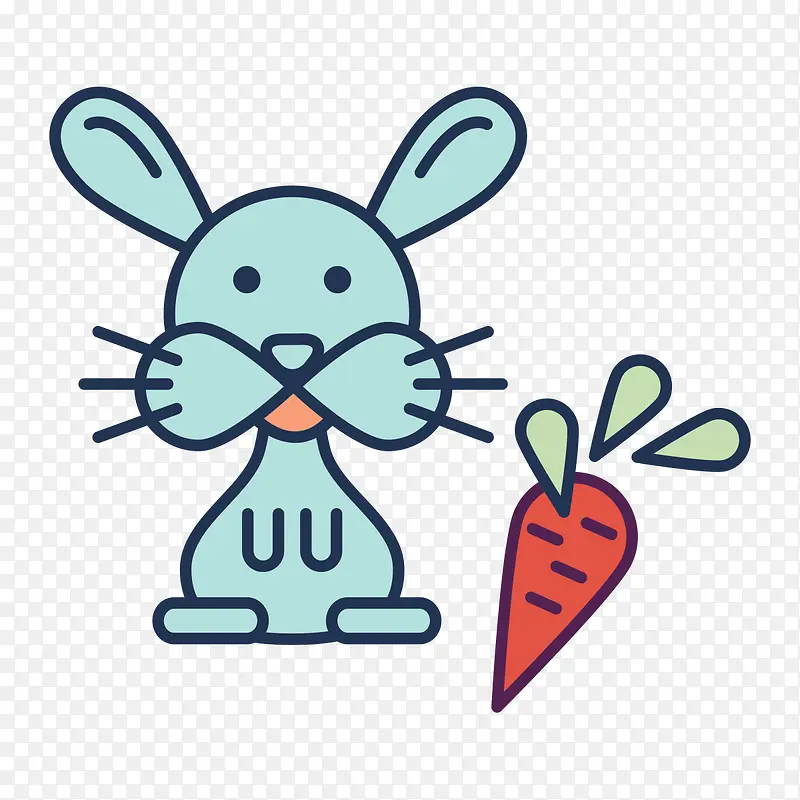 手绘兔子萝卜