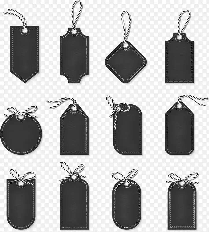 12款黑色空白吊牌设计矢量素材