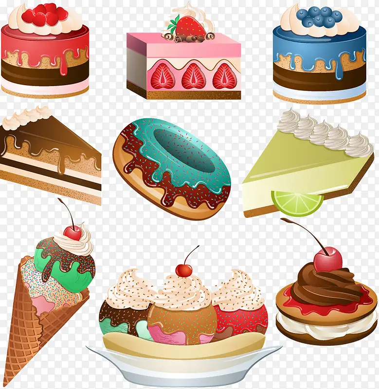 卡通蛋糕冰淇淋插画