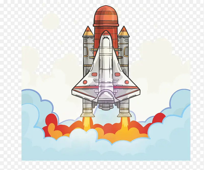 手绘风航空火箭发射