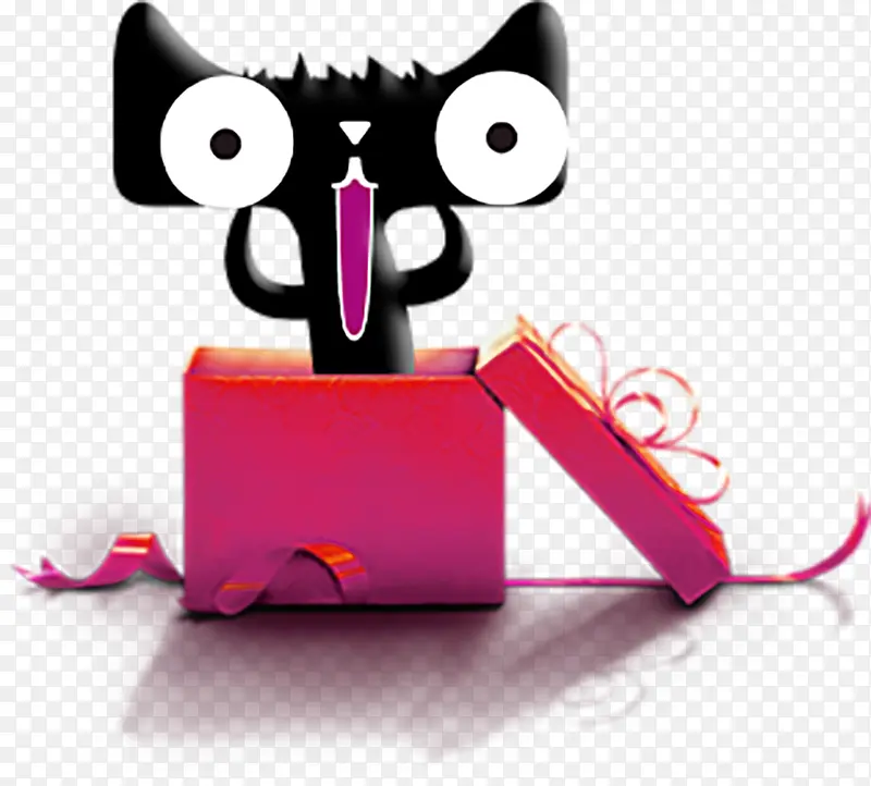 钻开盒子的卡通天猫装饰PNG图片素材下载_图片编号9790698-PNG素材网