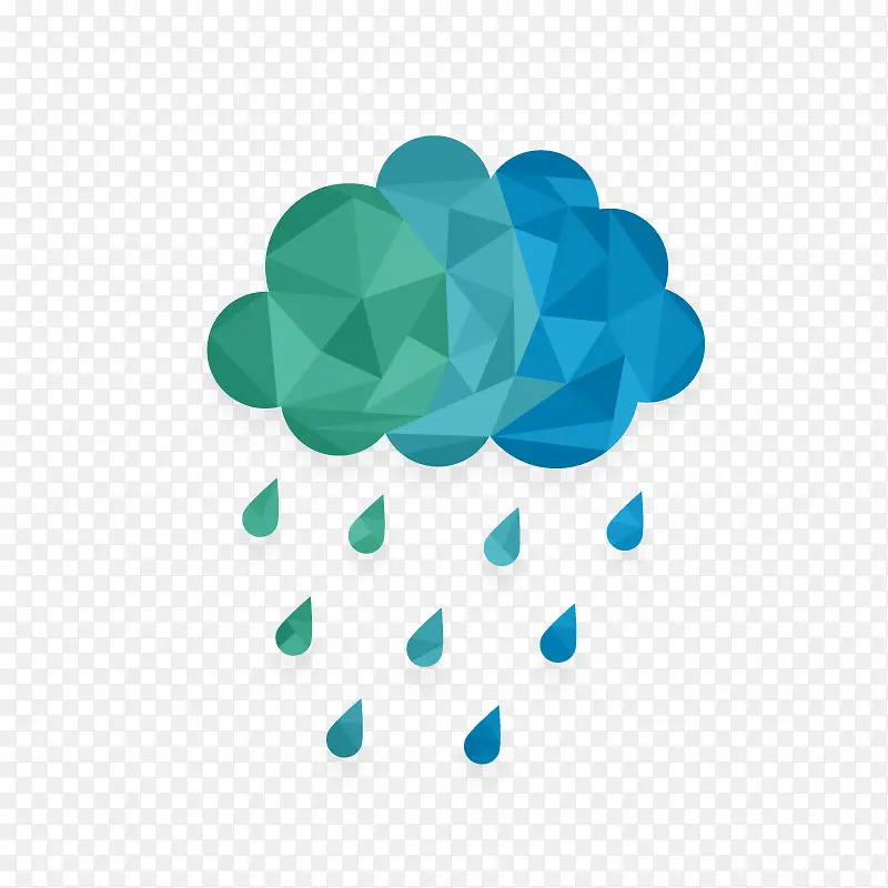 几何形下雨的云朵矢量素材