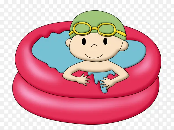 卡通游泳圈水池男孩