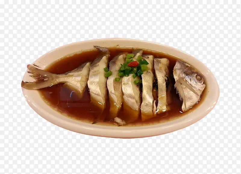 煮熟的鲳鱼菜品 海鲜类食物