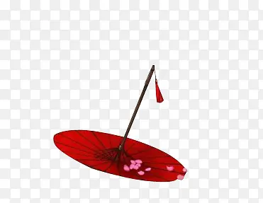 红色花折伞免扣png素材