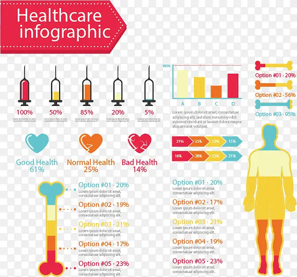 矢量手绘人体健康数据