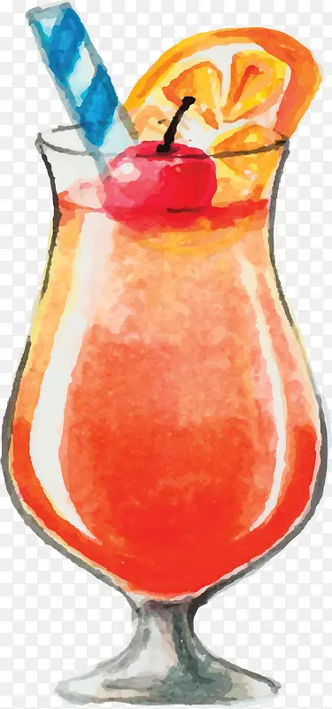 水彩橘色美味橙汁