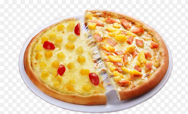 美味的水果双拼披萨