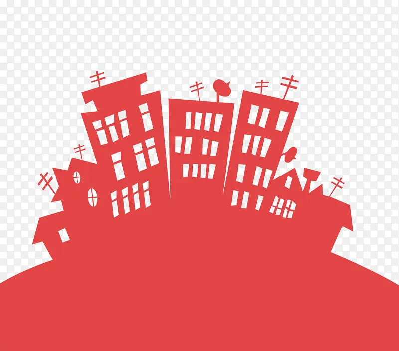 红色房子剪影