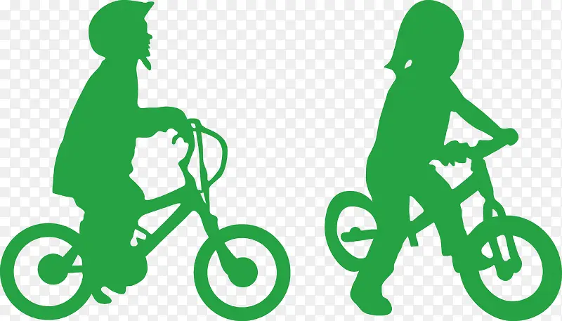 小孩子骑自行车绿色矢量图