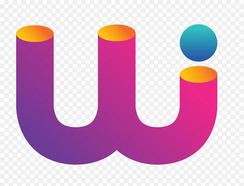 W型彩色logo设计商标