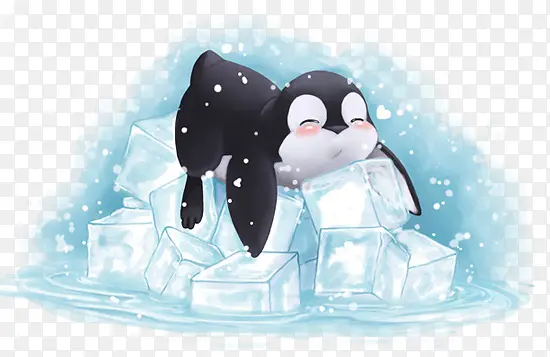 趴在冰上的企鹅