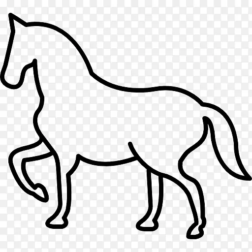 行走的马的轮廓一个正面的爪子举起图标