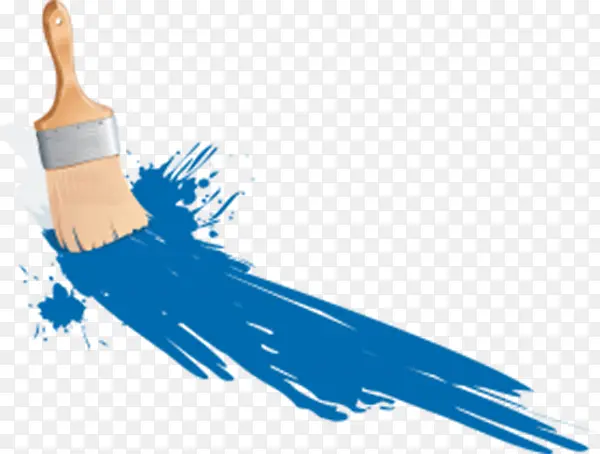 蓝色漆墙刷