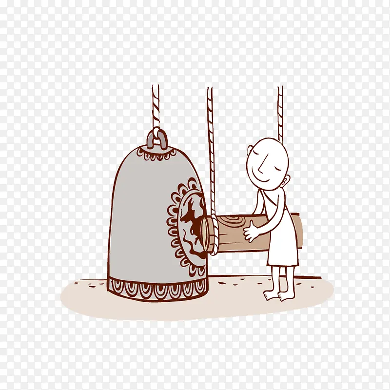 手绘敲钟的小和尚PNG图片素材下载_图片编号9809497-PNG素材网