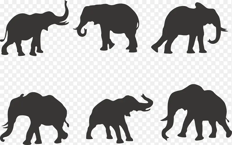 6款大象剪影矢量图