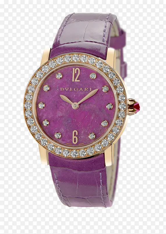 宝格丽紫色腕表手表玫瑰金镶钻女