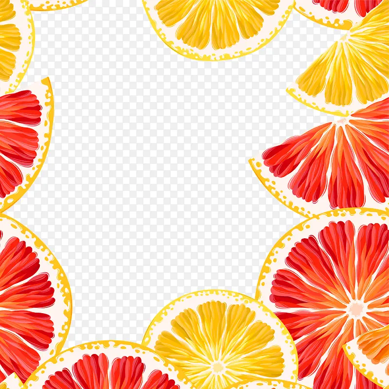 红色简约水果柠檬片