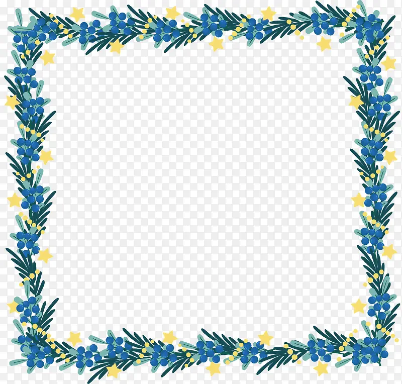 星星装饰蓝色圣诞边框