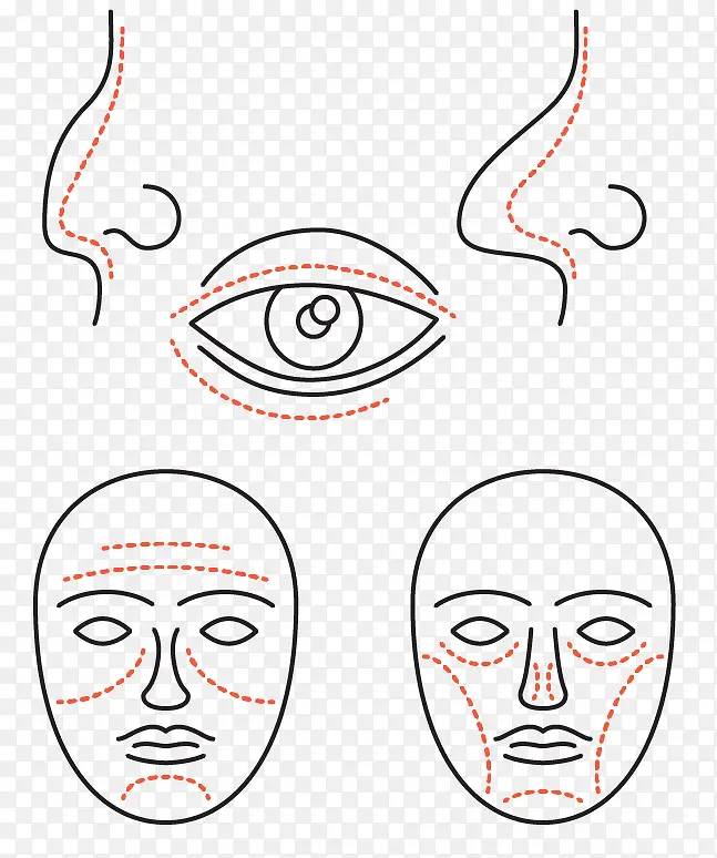 矢量卡通人物五官面部图