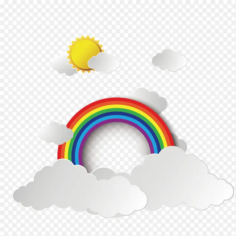 矢量彩虹和云