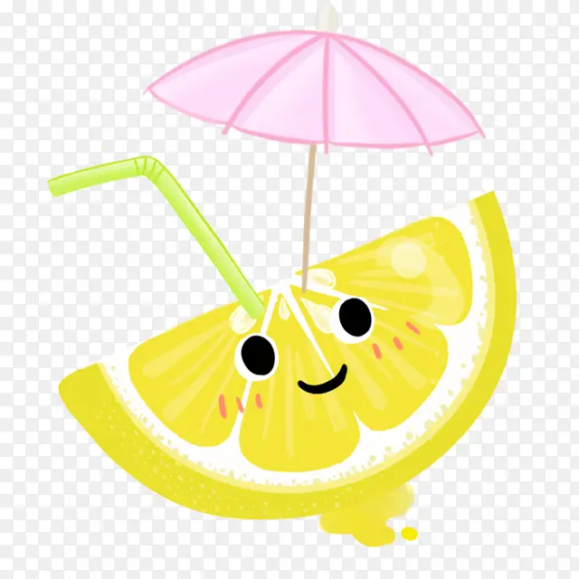 柠檬吸管粉色小伞