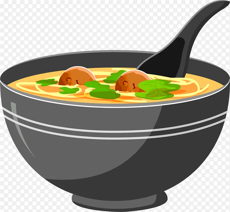 卡通矢量中国风肉汤食物食品