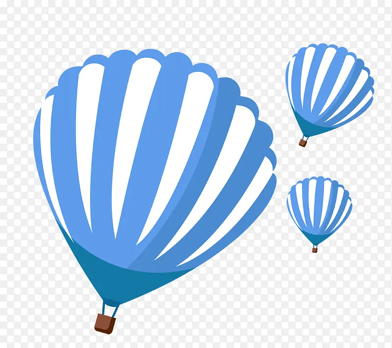 矢量蓝色条纹大小热气球装饰