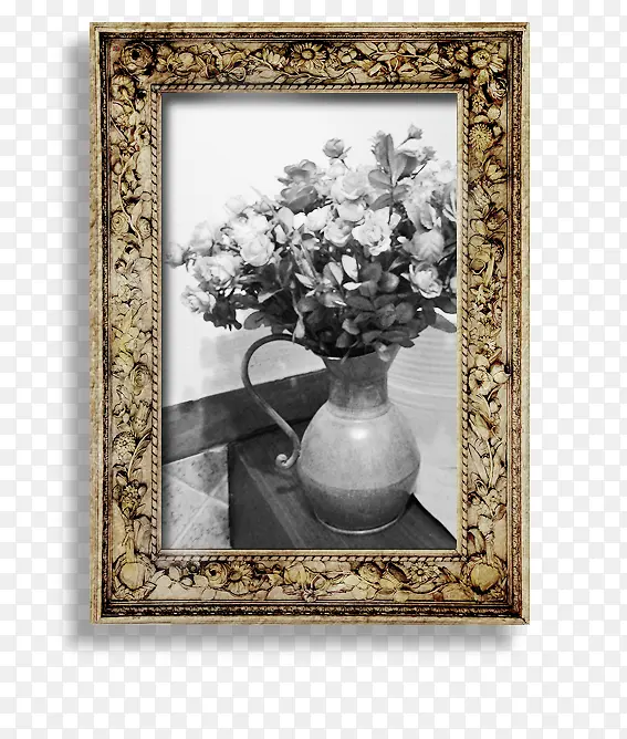 灰色花瓶花朵照片