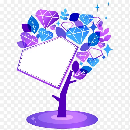 树木 紫色 信封 文案背景元素