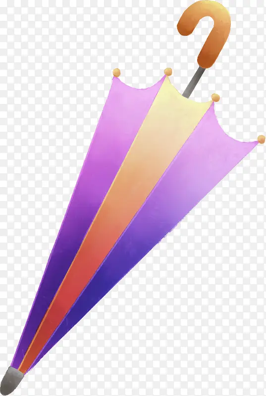 卡通手绘紫色橙色相间的伞