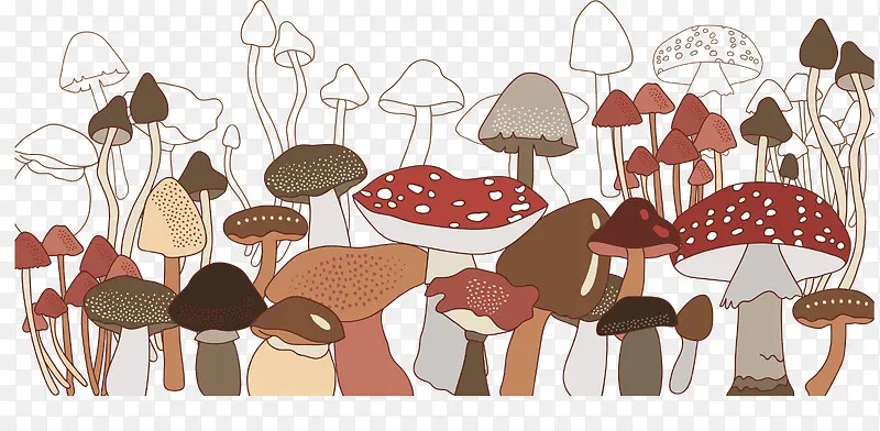 手绘风秋季的蘑菇