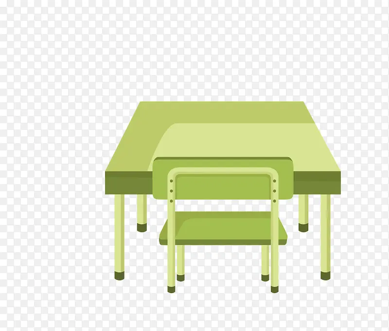 矢量绿色桌子椅子教学办公