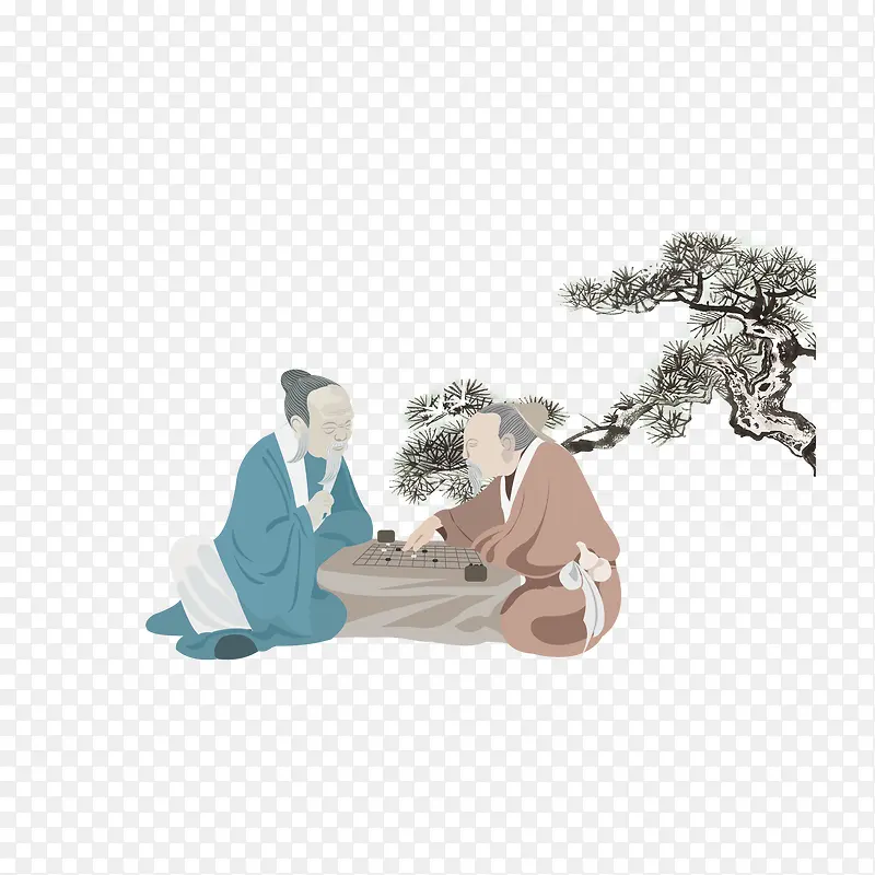 手绘古风插画素材
