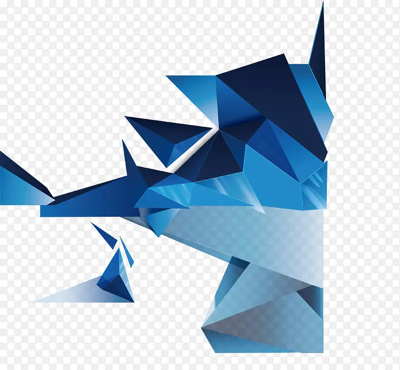 立体三角体蓝色装饰背景矢量图