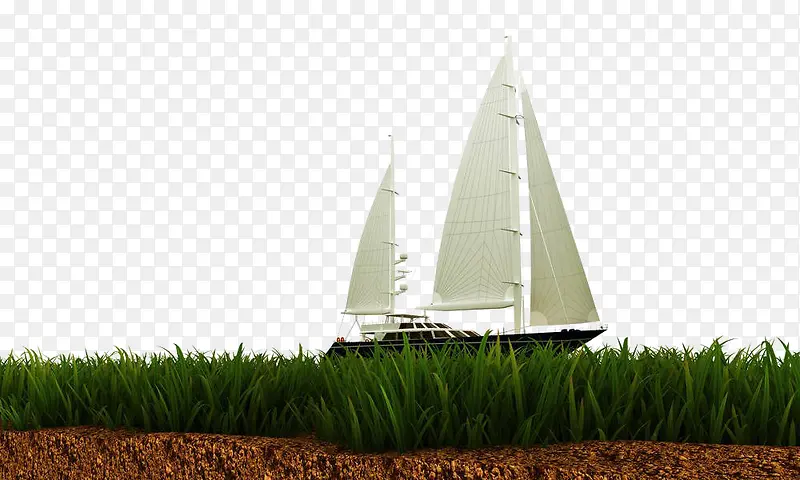草丛里的帆船