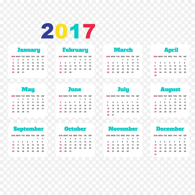 矢量2017年日历