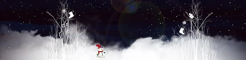 电商圣诞冬季夜景背景banner