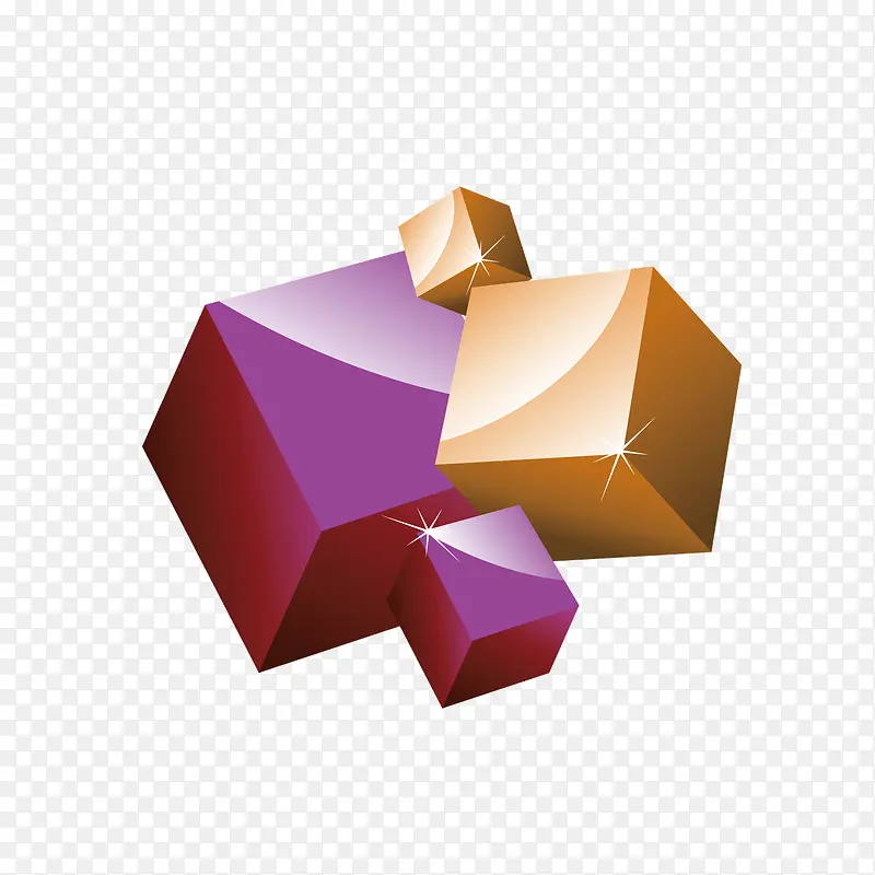 矢量紫色立体三维方体