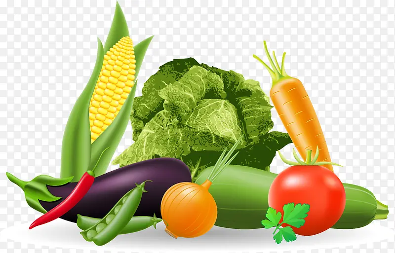 绿色蔬菜 蔬菜 西红柿 茄子 玉米