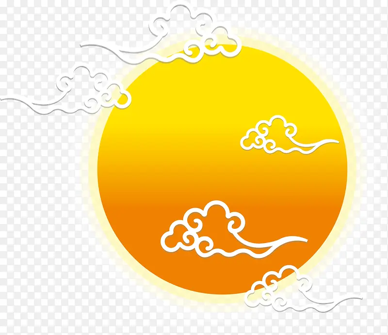 线条云朵太阳中国风矢量图
