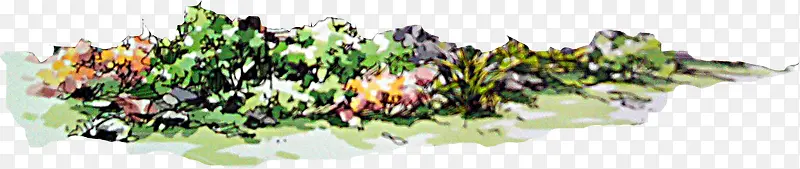 创意手绘水彩植物园林效果