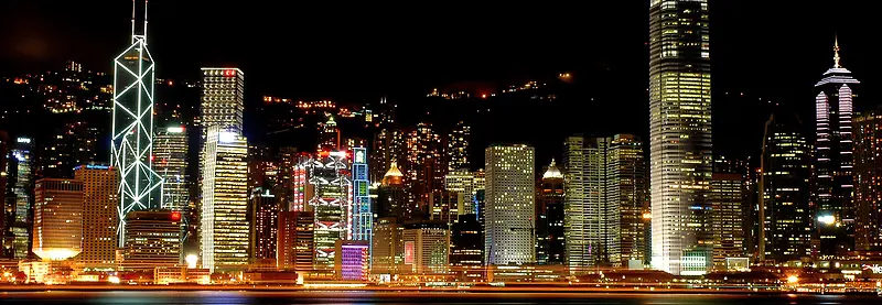 香港夜景banner创意设计
