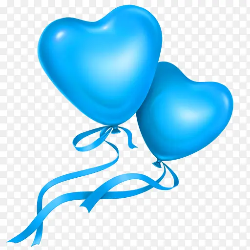 蓝色手绘彩带心形气球装饰图案