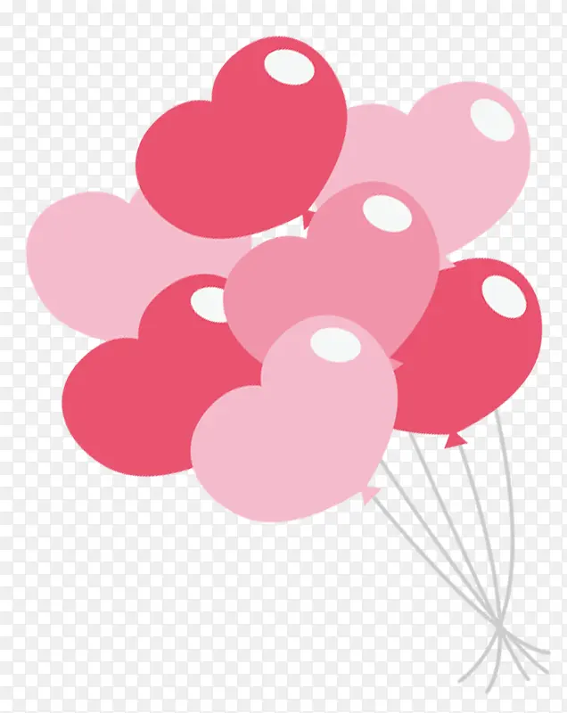 粉色卡通心形气球装饰图案