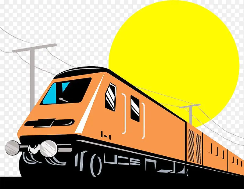 现代简约橙色火车图形